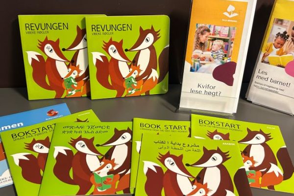 Bilde av to grøne bøker og nokre brosjyrar