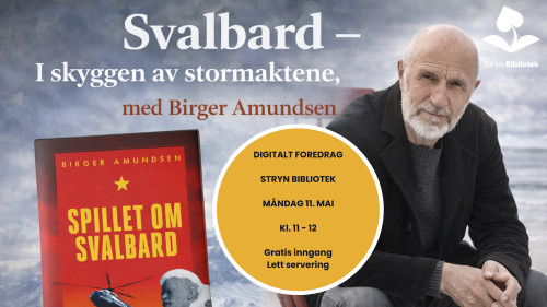 Mann med raud bok om Svalbard