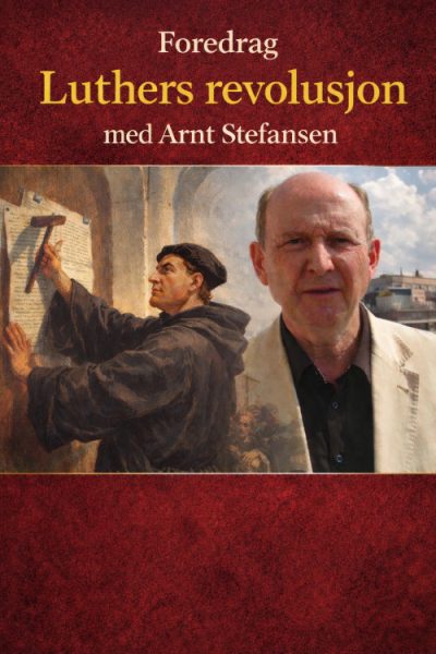 Mann med Luther og tesene i bakgrunnen