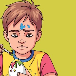 Gut som målar på påskeegg