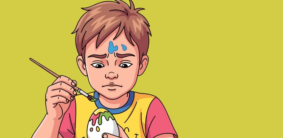 Gut som målar på påskeegg